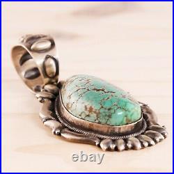 Large Old Pawn D Clark Sterling Silver Carico Lake Turquoise Pendant