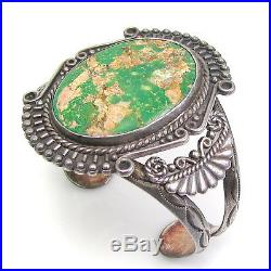 Large Old Pawn Navajo Handmade Sterling Silver Turquoise Cuff Bracelet G AL