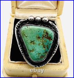 Large Sterling Silver Turquoise Native American Ring 10.7gm S6.5 Vintage Jewelry