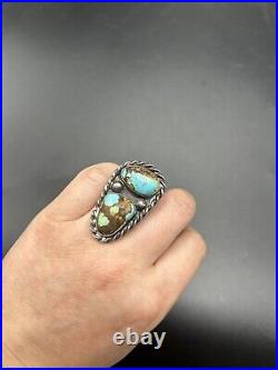 Large Turquoise Navajo Sterling Silver Ring Sz 5.5 18g