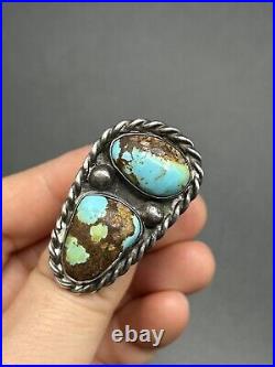 Large Turquoise Navajo Sterling Silver Ring Sz 5.5 18g