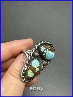 Large Turquoise Navajo Sterling Silver Ring Sz 5.5 18g