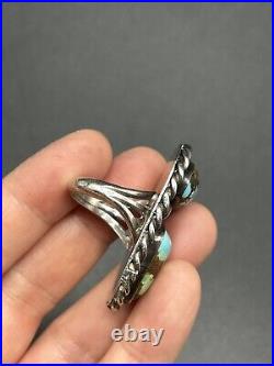 Large Turquoise Navajo Sterling Silver Ring Sz 5.5 18g