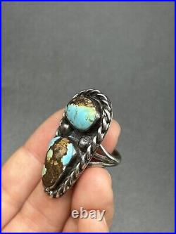 Large Turquoise Navajo Sterling Silver Ring Sz 5.5 18g