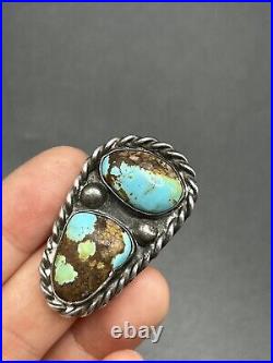 Large Turquoise Navajo Sterling Silver Ring Sz 5.5 18g