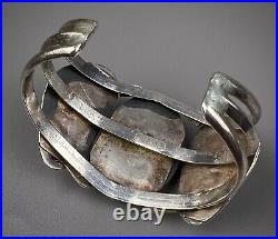 Large Vintage Navajo Sterling Silver High Grade Morenci Turquoise Cuff Bracelet