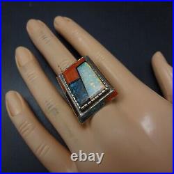 Larry Castillo NAVAJO Sterling Silver CORAL OPAL TURQUOISE Inlay RING size 8.5 Larry Castillo NAVAJO Sterling Silver CORAL OPAL TURQUOISE Inlay RING size 8.5