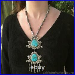 Lee & Mary Weebothee Native American Zuni Sterling Silver & Turquoise Necklace