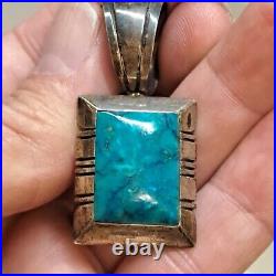 Leonard Platero Native American Navajo Sterling Silver Turquoise Pendant