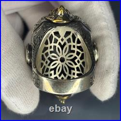 Lion Head White Turquoise 925 Sterling Silver Ring Handcrafted Statement Jewelry