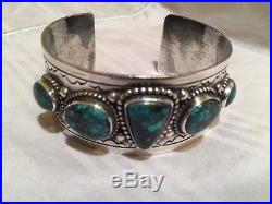 Lone Mountain Turquoise Native American Navajo Sterling Silver Bracelet Vintage