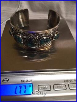 Lone Mountain Turquoise Native American Navajo Sterling Silver Bracelet Vintage