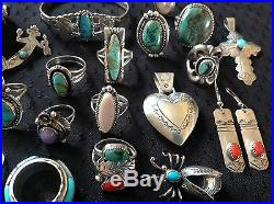 Lot 29 pcs Vintage Sterling SIlver Native American Jewelry Rings Bracelets