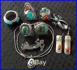 Lot 29 pcs Vintage Sterling SIlver Native American Jewelry Rings Bracelets