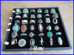 Lot Collection 36 VTG Sterling Silver Rings Art Deco Native American Turquoise