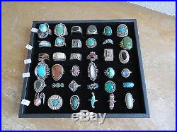 Lot Collection 36 VTG Sterling Silver Rings Art Deco Native American Turquoise