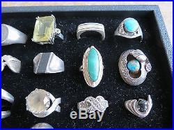 Lot Collection 36 VTG Sterling Silver Rings Art Deco Zuni Navajo Turquoise
