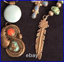 Lot Of 4 Southwest Style And Navajo Sterling Silver 925 Turquoise Jewelry EUC
