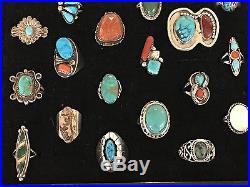 Lot Of Native American Navajo Southwest Turquoise Sterling Silver Rings & More