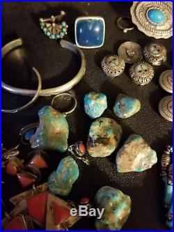 Lot Of Vintage Native American Sterling Silver Jewelry Hopi Navajo Turquoise +++