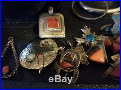 Lot Of Vintage Native American Sterling Silver Jewelry Hopi Navajo Turquoise +++