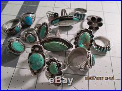 Lot of 15 Rings Turquoise MOP Onix Sterling Silver Rings Not scrap Navajo AZ