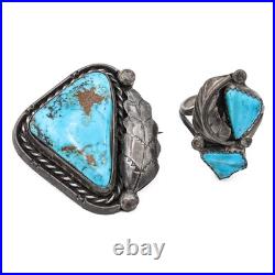 Lot of 2 Vintage Southwestern Sterling Silver Turquoise Rings