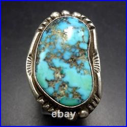 Lovely Vintage GUERRO Navajo BLUE MORENCI TURQUOISE Sterling Silver RING size 7