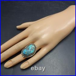 Lovely Vintage GUERRO Navajo BLUE MORENCI TURQUOISE Sterling Silver RING size 7