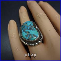 Lovely Vintage GUERRO Navajo BLUE MORENCI TURQUOISE Sterling Silver RING size 7
