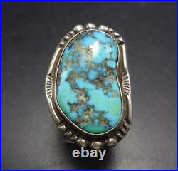 Lovely Vintage GUERRO Navajo BLUE MORENCI TURQUOISE Sterling Silver RING size 7
