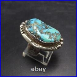 Lovely Vintage GUERRO Navajo BLUE MORENCI TURQUOISE Sterling Silver RING size 7