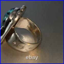 Lovely Vintage GUERRO Navajo BLUE MORENCI TURQUOISE Sterling Silver RING size 7