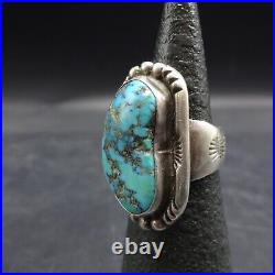 Lovely Vintage GUERRO Navajo BLUE MORENCI TURQUOISE Sterling Silver RING size 7