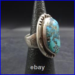 Lovely Vintage GUERRO Navajo BLUE MORENCI TURQUOISE Sterling Silver RING size 7
