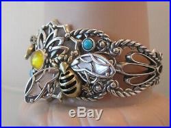 Lrg Carolyn Pollack Fritz Casuse sterling silver Bumble Bee bracelet turquoise