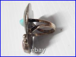 Lrg Ring Vintage Navajo Indian MID Century Sterling Silver Coral Turquoise Sz 7
