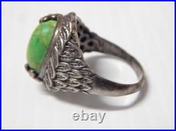Lrg Vintage Man's Southwestern Sterling Silver Turquoise Ring Sz 11 1/2