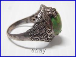Lrg Vintage Man's Southwestern Sterling Silver Turquoise Ring Sz 11 1/2