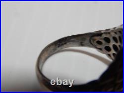 Lrg Vintage Man's Southwestern Sterling Silver Turquoise Ring Sz 11 1/2