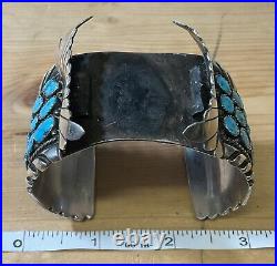 MASSIVE 107g Handmade Native American Sterling Silver Turquoise Wristwatch Cuff