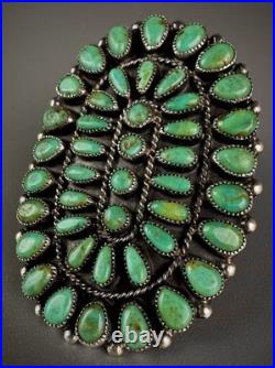 MASSIVE Vintage NAVAJO Sterling Silver Royston Turquoise Cluster Ring