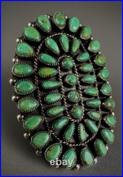 MASSIVE Vintage NAVAJO Sterling Silver Royston Turquoise Cluster Ring