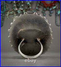 MASSIVE Vintage NAVAJO Sterling Silver Royston Turquoise Cluster Ring