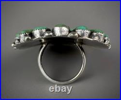 MASSIVE Vintage NAVAJO Sterling Silver Royston Turquoise Cluster Ring