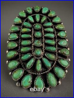 MASSIVE Vintage NAVAJO Sterling Silver Royston Turquoise Cluster Ring