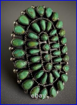 MASSIVE Vintage NAVAJO Sterling Silver Royston Turquoise Cluster Ring