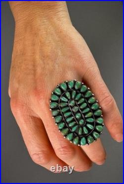MASSIVE Vintage NAVAJO Sterling Silver Royston Turquoise Cluster Ring
