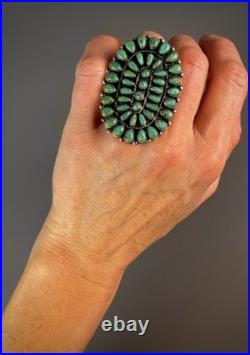 MASSIVE Vintage NAVAJO Sterling Silver Royston Turquoise Cluster Ring