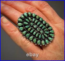 MASSIVE Vintage NAVAJO Sterling Silver Royston Turquoise Cluster Ring